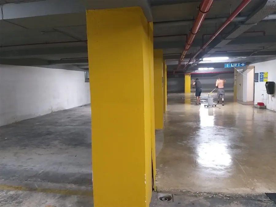 Sealed concrete car park floor at Dukes Shopping Mall