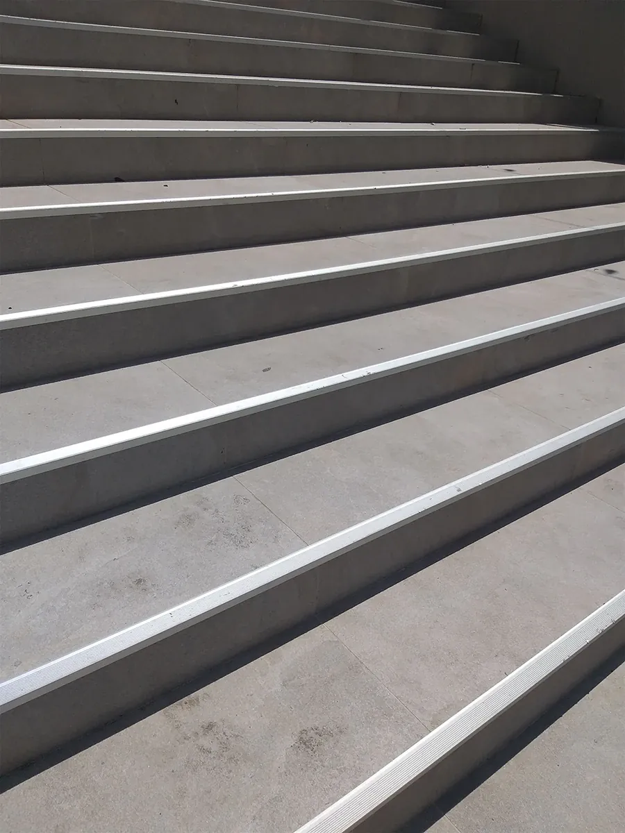 Anti-slip stair nosing fitted to external concrete steps in Malta